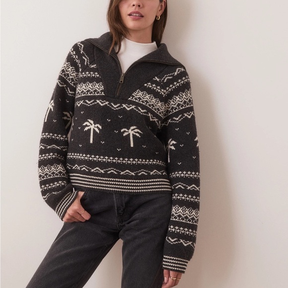 Archive Whitney Fair Isle Quarter Zip Sweater M - Picture 1 of 16